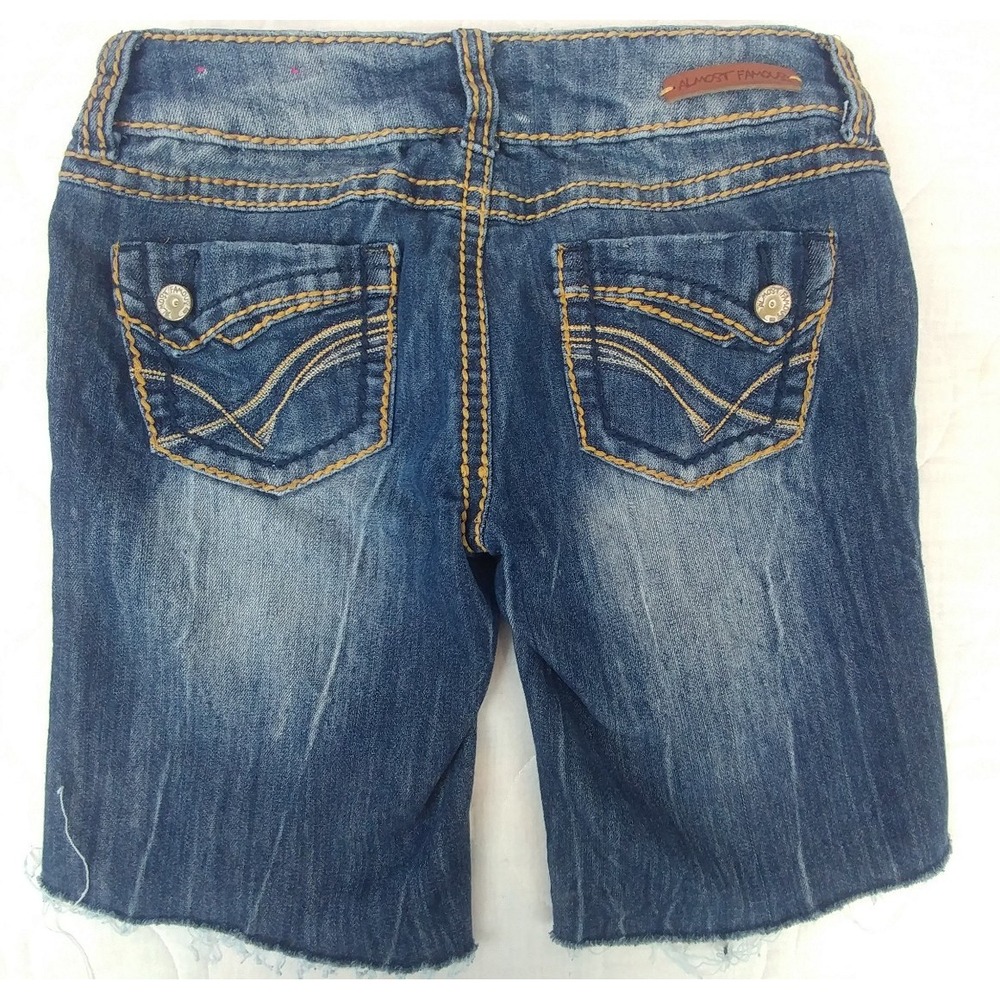 Almost Famous Denim Shorts Size 3 Distressed Blue Almost Famous - Picture 2 of 12